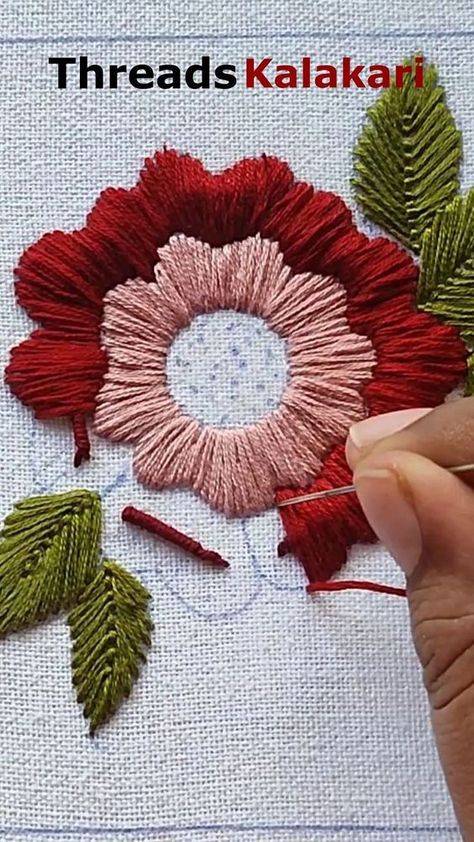 Flower Embroidery Tutorial, Hand Embroidery Flower Designs, Sulaman Pita, Basic Hand Embroidery Stitches, Simple Hand Embroidery Patterns, Diy Embroidery Designs, Bead Embroidery Tutorial, Hand Embroidery Patterns Flowers, Hand Embroidery Videos