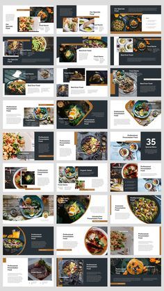 Food & beverages PowerPoint template. 36 slides Food Website Design, Food Catalog, Mẫu Power Point, Visuell Identitet, 잡지 레이아웃, Architecture Restaurant, Cookbook Design, Presentation Design Layout, Design Café