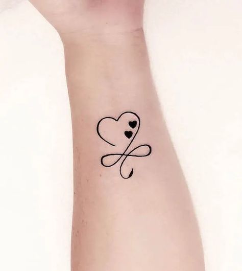 Heart Tattoo Meaning, Small Infinity Tattoos, Heart With Infinity Tattoo, Infinity Symbol Tattoo, Infinity Tattoo Designs, Tiny Wrist Tattoos, Small Heart Tattoos, Tattoo Shading, Tattoos With Kids Names