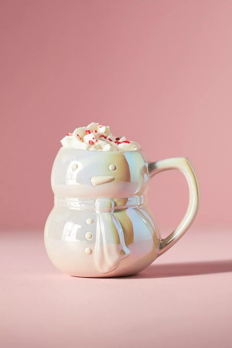 Merry Snowman Mug | Anthropologie Anthropologie Mugs, Anthropologie Holiday, Disco Queen, Snowman Mugs, Santa Mugs, Snowman Christmas, Ceramic Cup, Stoneware Mugs, Christmas Aesthetic