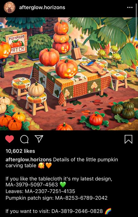 Acnh Pumpkin Carving, Pumpkin Carving Station, Acnh Pumpkin, Carving Station, Pumpkin Patch Sign, Halloween Tablecloth, Fall Blanket, Animal Crossing Guide, Animal Crossing Wild World