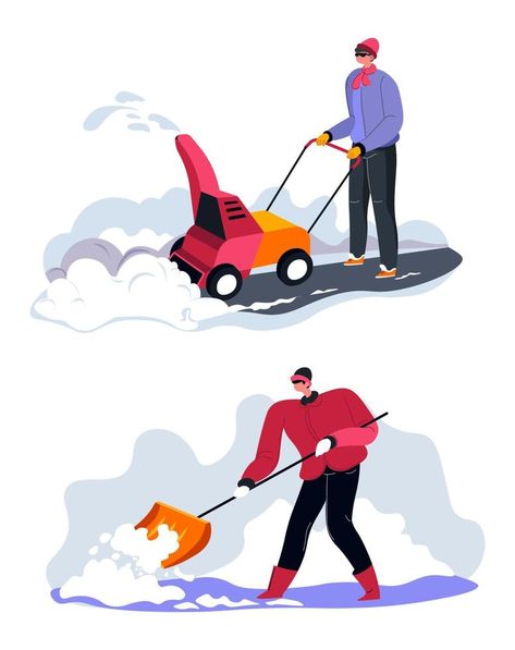 Cleaning pavement from snow, blizzard shovelling Blizzard Illustration, Snow Blizzard, Snow Illustration, Shoveling Snow, City Farm, Snow Blower, Compare And Contrast, Shovel, Firefighter