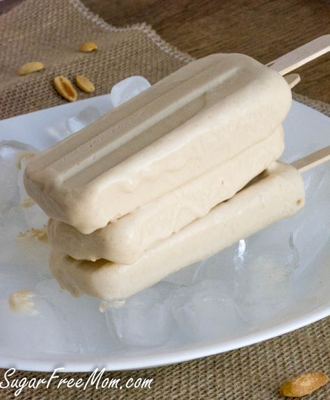 pb popsicles1 (1 of 1) Peanut Butter Popsicles, Sugar Free Peanut Butter, Keto Peanut Butter, Low Carb Ice Cream, Low Carb Peanut Butter, Ice Cream Pops, Sugar Free Low Carb, Low Carb Treats, Low Carb Sweets