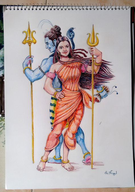 SivaSakthi Parvati Goddess Art Paintings, Shiv Parvati Drawing Sketch, Siva Drawing, Shivshakti Drawing, Shiv Parvati Sketch Pencil, Shiv Parvati Sketch, Shivji Sketch, Indian God Drawing, Shiv Parvati Drawing