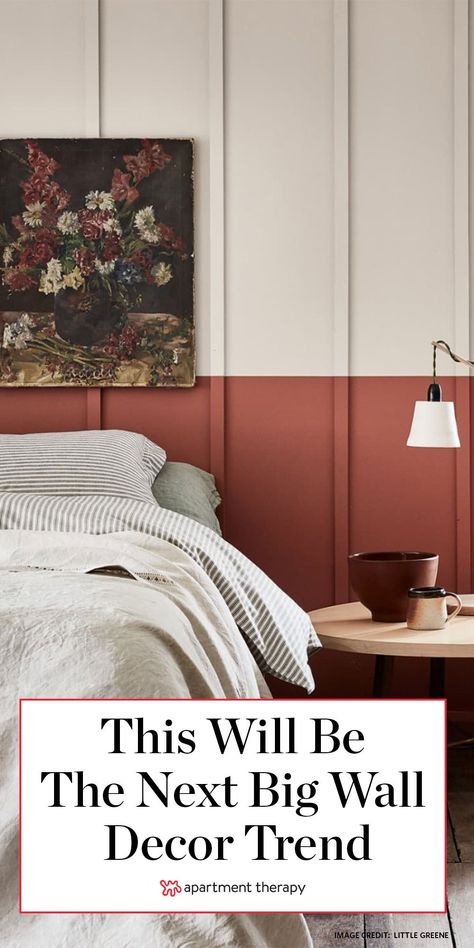 Two Color Painted Walls Bedroom, Half Feature Wall Bedroom, Two Tone Wood Paneling Walls, Split Accent Wall, Two Tone Wall Paneling, Two Tone Panelling, Painted Vertical Wood Paneling, 2 Tone Accent Wall, Painting Two Tone Walls