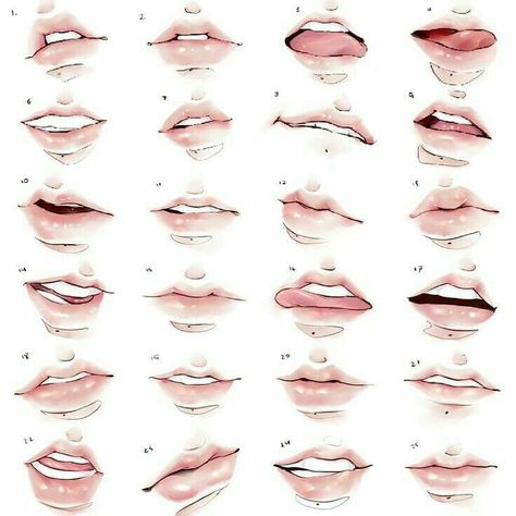 Anime Mouths, Anime Lips, Drawing Face Expressions, Mouth Drawing, 얼굴 드로잉, Min Min, 얼굴 그리기, Seni Dan Kraf, Drawing Faces