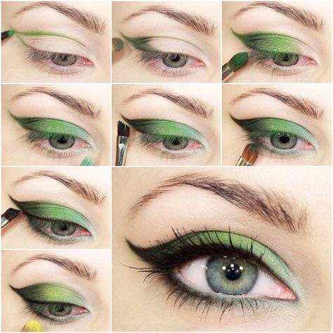 How to DIY Green Fairy Smokey Eye Makeup tutorial and instruction. Follow us: www.facebook.com/fabartdiy Makeup Verde, Trucco Smokey Eye, Eye Makeup Diy, Smokey Eyes Tutorial, Fest Ideas, Green Smokey Eye, Ren Fest, Smokey Eye Tutorial, Smokey Eye Makeup Tutorial