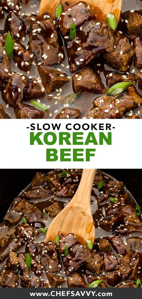 Korean Beef Recipes, Slow Cooker Korean Beef, Chuck Roast Recipes, Chef Savvy, Serve Over Rice, Spicy Korean, Korean Beef, Beef Chuck, Beef Recipe