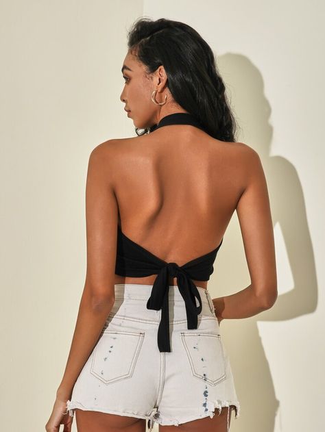 Backless Crop Top, Women Tank Tops, Tank Top Cami, Women Tops, One Shoulder Blouse, Summer Women, Strapless Top, White Shorts, Crop Tops Women