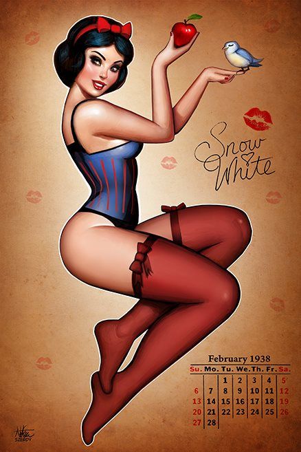 Snow White Pinup by Nszerdy Dark Disney Art, Disney Pin Up, Pin Up Cartoons, Goth Disney, Pin Up Pictures, Arte Pin Up, Alternative Disney Princesses, Pin Up Drawings, Alternative Disney