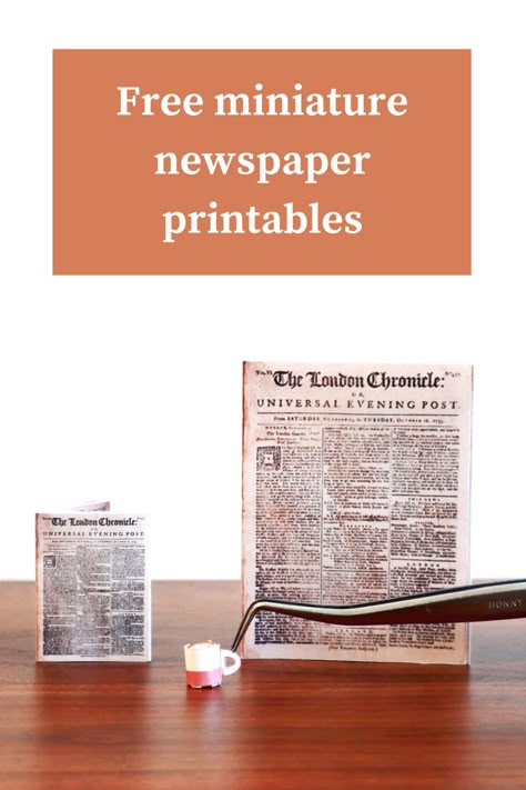 Download the free printables and make some miniature newspaper today! #printableminiaturesfree #dollhouseprintables #dollhouseminiatures #miniatureprojects #printablesminiaturesfree Diy Miniatures Tutorials Free Printable, Mini Newspaper Printable, Miniature Newspaper Printable, Free Mini Printables, Free Miniature Printables 1:12 Books, Free Printable Dollhouse Miniatures, Dollhouse Miniature Printables Free, Doll House Printables Free, 1/6 Scale Printables Free