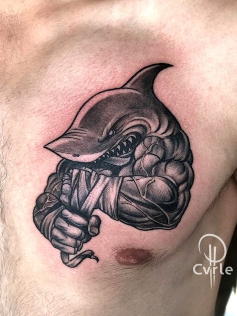 Boxing Gloves Tattoo, Shark Tattoo Ideas, Boxer Tattoo, Boxing Tattoos, Small Chest Tattoos, Small Shoulder Tattoos, Shark Tattoo, Mens Shoulder Tattoo, Tattoo Zeichnungen