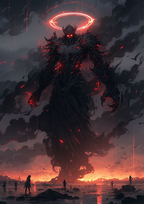 Evil God Art, Dark God Art, Fantasy God Concept Art, Fantasy Demon Art, God Fantasy Art, God Of Air, Gods Anime, Dnd Demon, Fantasy Gods Art