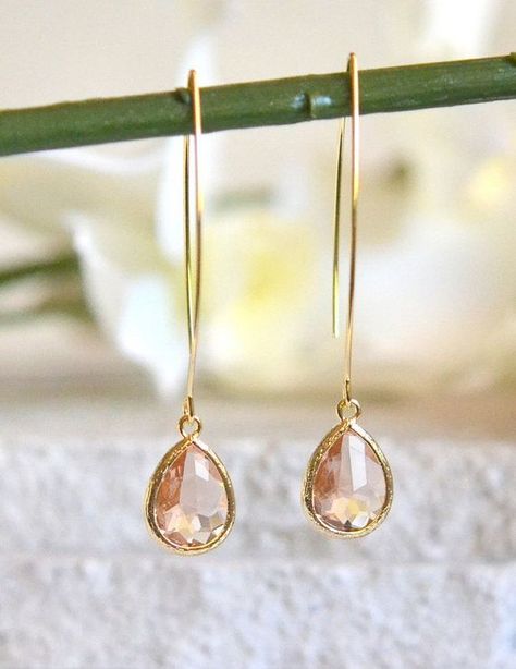 Champagne Drop Earrings. Bridesmaid Gift. Drop Earrings. Wedding Jewelry Simple, Christmas Gift Earrings, Champagne Earrings, Earrings Dangle Simple, Handmade Holiday Gifts, Wedding Earrings Drop, Gold Champagne, Earrings Bridesmaid, Jewelry Simple