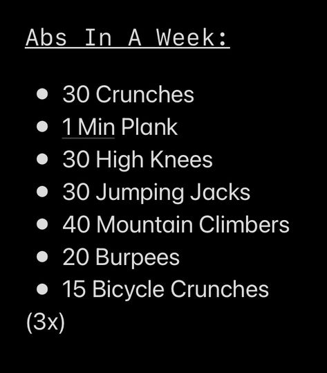 Abs In A Week, Intense Ab Workout, Small Waist Workout, Week Workout, Bicycle Crunches, Weight Workout, Collar Bone, Ab Workout, Weekly Workout