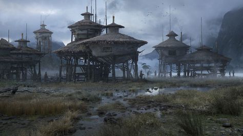 Swamp town Concept Art Landscape, Fantasy Village, Art Steampunk, Facebook Art, Minsk Belarus, Landscape Concept, Fantasy City, Art Disney, Post Apocalypse