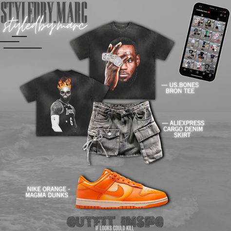 Magma Orange Dunks, Magma Orange Dunks Outfit, Orange Sneakers Outfit, Orange Dunks Outfit, Orange Dunks, Summer Swag Outfits, Cute Highschool Outfits, Dunks Outfit, Teen Swag Outfits