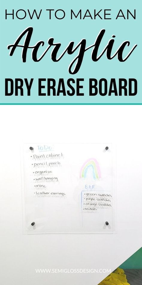 Learn how to make a transparent dry erase board. This floating acrylic board is the perfect modern touch for your office. Write your to-do list in style. Homemade Dry Erase Board, Acrylic Dry Erase Board Diy, Diy Acrylic Board, Acrylic Board Office, Acrylic Board Ideas, Clear Dry Erase Board, Acrylic Dry Erase Board, Diy Dry Erase Board, Ikea Craft Room