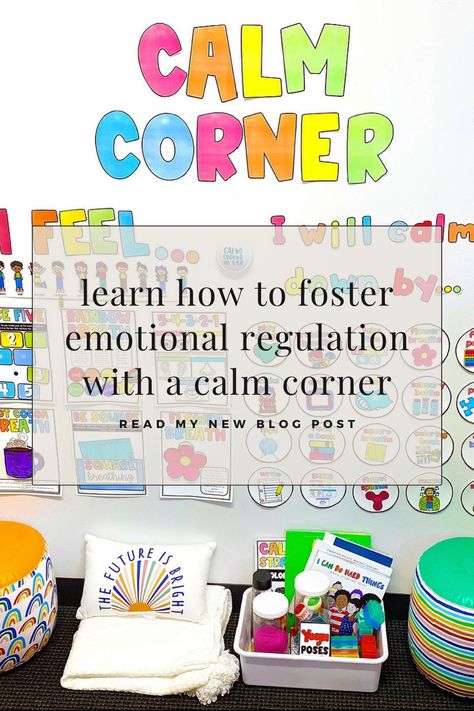 A calm down corner in your classroom can help students learn skills to self-manage and regulate their own emotions so that they can calm down and refocus without having to leave the classroom. It will significantly improve your classroom behavior! Child Therapy Office, Guided Meditation Scripts, Teaching Mindfulness, School Counseling Activities, Calm Corner, Classroom Goals, Dream Classroom, Learn Skills, Mindset Activities