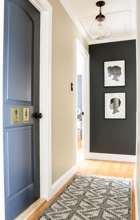 Hallway And Door Paint Colors, End Of Hallway Ideas, Hallway Colors, Small Hallway Decorating, Hallway Wall Colors, End Of Hallway, Painted Hallway, Hallway Paint, Narrow Hallway Decorating