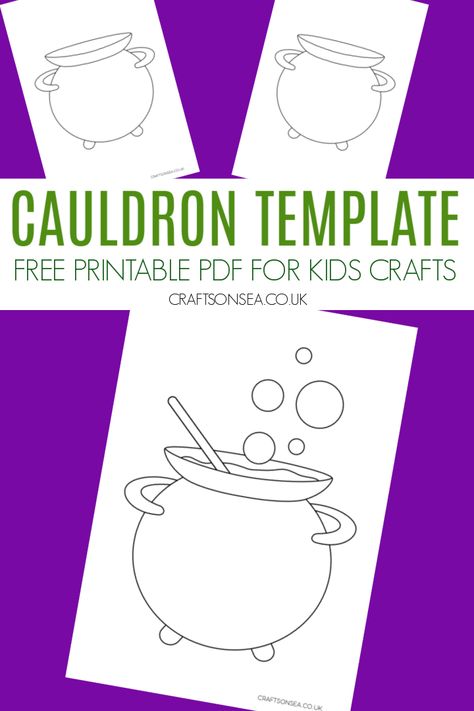 Witch Templates Free Printable, Cauldron Template, Witch Template, Halloween Craft Templates, Witches Caldron, Classroom Parent, Spooky Crafts, Ghost Crafts, Body Template