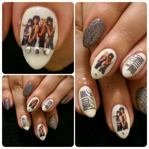 Motley Crue Nail Art Motley Crue Nails, Motley Crue Inspired Tattoo, Motley Crue Room Decor, Calgel Nails, Motley Crue Tshirt Women, Motley Crue With Groupies, Band Nails, This Is Motley Crue Meme, Motley Crue