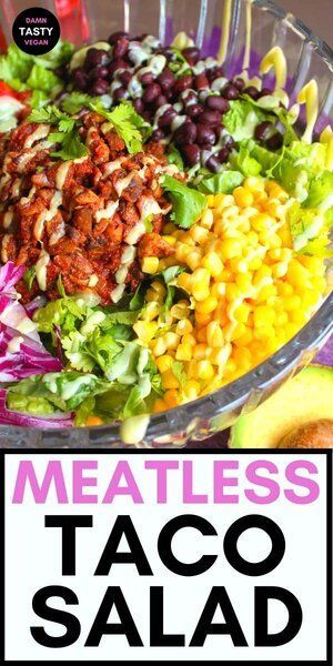 Black Bean Taco Salad, Bean Taco Salad, Vegetarian Taco Salad, Taco Salad Recipe Healthy, Tuesday Dinner, Catalina Dressing, Vegan Taco Salad, Vegetarian Taco, Tacos Vegan