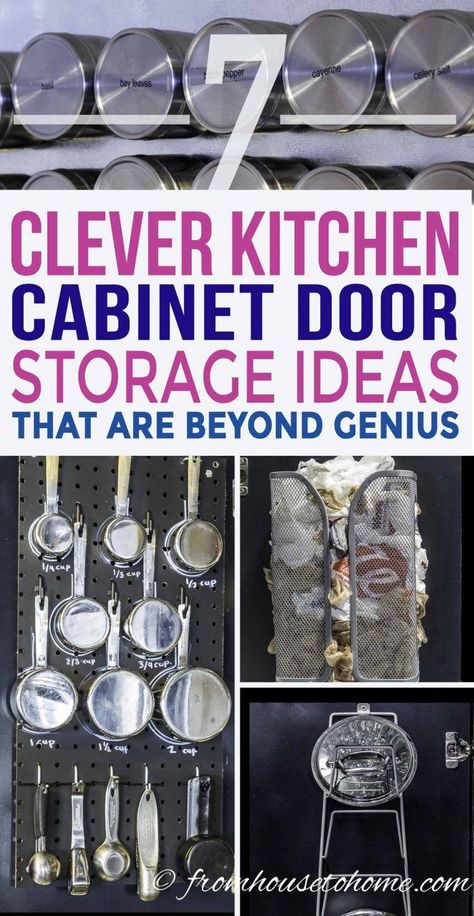 Cabinet Door Storage Ideas, Kitchen Cabinet Door Storage, Door Storage Ideas, Remodel On A Budget Diy, Organizing Ideas Bathroom, Tool Storage Garage, Office Organization Desk, Bathroom Organizing Ideas, Storage Ideas Organizing