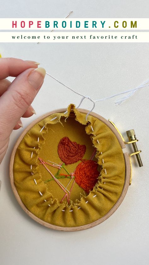 Finish Embroidery Hoop, Finish Embroidery, Backing Embroidery, Easy Embroidery, Hand Embroidery Tutorial, Running Stitch, Straight Stitch, Embroidery For Beginners, Embroidery Inspiration