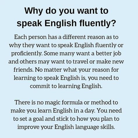 Tips For IELTS’s Instagram photo: “Why are you learning English? Tell us in the comments 👇 . . . #Repost @tips4ielts . . . #english #englishspeaking #englishlearning…” How To Speak English Fluently Tips, Telugu Learning, Tips For Ielts, How To Speak English, Speak English Fluently, Spoken English, Improve Your English, Speak English, Learning English