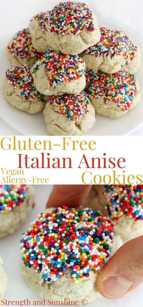 Vegan Italian Christmas Cookies, Gluten Free Anise Cookies, Gluten Free Italian Christmas Cookies, Gluten Free Italian Desserts, Gluten Free Italian Cookies, Allergy Free Cookies, Anise Cookie Recipe, Xmas Foods, Anisette Cookies