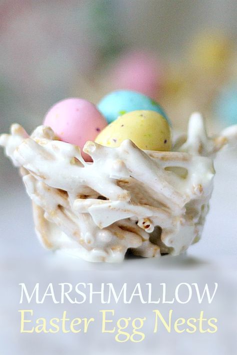 Edible Bird Nests For Easter, Easter Nests Chow Mein, Bird Nest Snack, Easter Rice Krispie Treats Bird Nests, Easter Haystacks Bird Nests, Easter Egg Nests Recipe, Bird Nest Dessert, Easter Birds Nest Treats, Easter Egg Nest Cookies