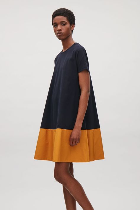 Cos Style, Cos Fashion, Cos Dress, Color Block Skirt, Design Wardrobe, Panel Dress, Oversized Dress, Rayon Dress, Dinner Dress