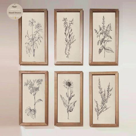 SET of 6 Tall Long Narrow wall art print vertical Vintage sketches wall art PRINTABLE earth tones botanical drawing digital Download sketch Long Vertical Wall Art, Long Narrow Wall Art, Vintage Sketches, Narrow Wall Art, Botanical Drawing, Vertical Wall Art, Vintage Drawing, Drawing Digital, Botanical Drawings