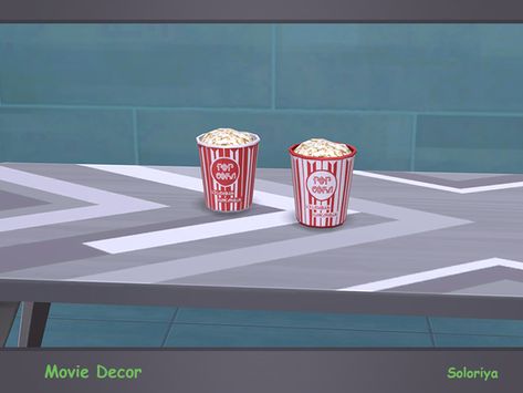 Delicious popcorn. Part of Movie Decor set. 2 color variations. Category: Decorative - Clutter. Found in TSR Category 'Sims 4 Clutter' Sims 4 Popcorn Machine, Movie Seats, Movie Decor, Sims 4 Clutter, Popcorn Bar, Set Decor, Sims Community, Movie Room, Sims 4 Cc Finds