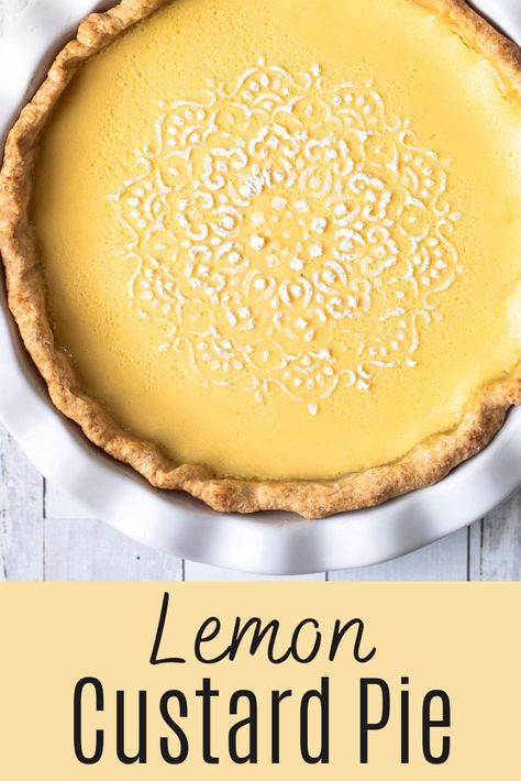 Decadent and bright, this Lemon Custard Pie has a creamy, smooth lemon filling, encased in a sweet pastry crust and garnished with a simple, yet delightful citrus whipped cream. Lemon Custard Pie Recipe, Lemon Cream Pie Recipe, Lemon Custard Recipe, Custard Pie Filling, Custard Cream Pie, Custard Pie Recipe Easy, Lemon Custard Filling, Lemon Custard Cake, Best Custard Pie Recipe