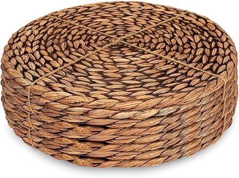 CENBOSS Beautiful Woven Placemats Round Placemats for Dining Table (Brown Wash, 11.8" Set of 8) Diy Pumpkin Candle, Fall Centerpiece Ideas, Large Wood Bowl, Rattan Placemats, Wicker Placemats, Plate Chargers, Fall Pumpkin Centerpieces, Fall Color Schemes, Pumpkin Candle Holder