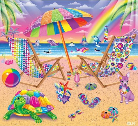 #lisafrank beach fun! Neon Pizza, Frank Wallpaper, Chasing Daisies, Lisa Frank Birthday Party, Secret Hideout, Lisa Frank Stickers, Animated Pictures, Hippie Aesthetic, Fun Wallpaper