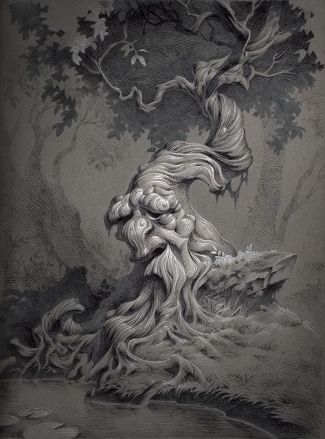 ArtStation - Old Tree Man Fantasy Tree Drawing, Draw Tree, Tree Man, Weird Trees, Fantasy Tree, Tree Drawings Pencil, Tree Faces, Tree Sketches, Old Tree