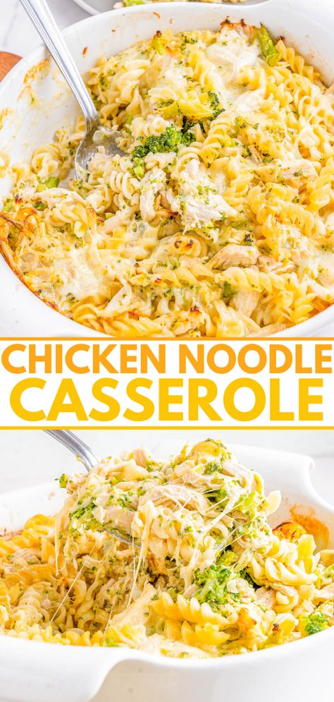 Chicken Noodle Casserole Juicy Shredded Chicken, Chicken Noodle Casserole Recipe, Noodle Casserole Recipes, Chicken Noodle Casserole, Condensed Soup, Chicken Noodle Recipes, Noodle Casserole, Food Family, Broccoli Recipes