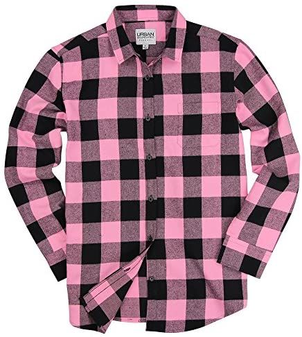 Urban Boundaries Womens Buffalo Plaid Long Sleeve Flannel Shirt w/Point Collar (Black/Pink Large): Amazon.com.au: Fashion Black Men Fashion Urban, Purple Flannel, Black Plaid Shirt, Pink Flannel, Buffalo Plaid Flannel, Womens Flannel Shirt, Flannel Women, Long Sleeve Flannel, Black Men Fashion