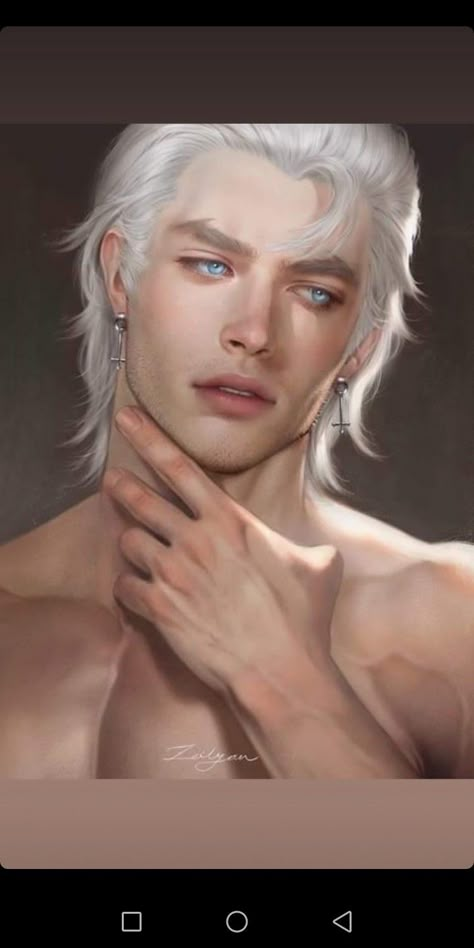 White Hair Men Character Inspiration, White Haired Vampire Male, Blue Hair Male Character Art, Male Fantasy Hairstyles, Silver Hair Male, White Haired Male Character Art, Guys With White Hair, Silver Hair Men, Blonde Hair Characters