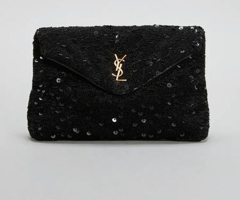 Ysl Bag Clutch, Unrealistic Wishlist, Saint Laurent Clutch, Ysl Clutch, Purse Style, Judith Leiber Couture, Black Evening Bag, Sequin Clutch, Embellished Bags