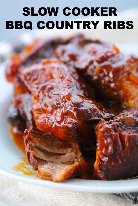 Bbq Country Style Ribs, Country Ribs, Boneless Pork Ribs, Slow Cooker Bbq Ribs, Crockpot Ribs, Boneless Ribs, Country Style Ribs, Slow Cooker Ribs, Pork Rib Recipes