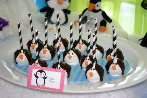 Penguins Birthday Party Ideas | Photo 5 of 19 Penguin Birthday Party, Pear And Almond Cake, Penguin Cake, Pool Party Cakes, Penguin Cakes, Cake Ball, Penguin Birthday, Ball Ideas, Penguin Party