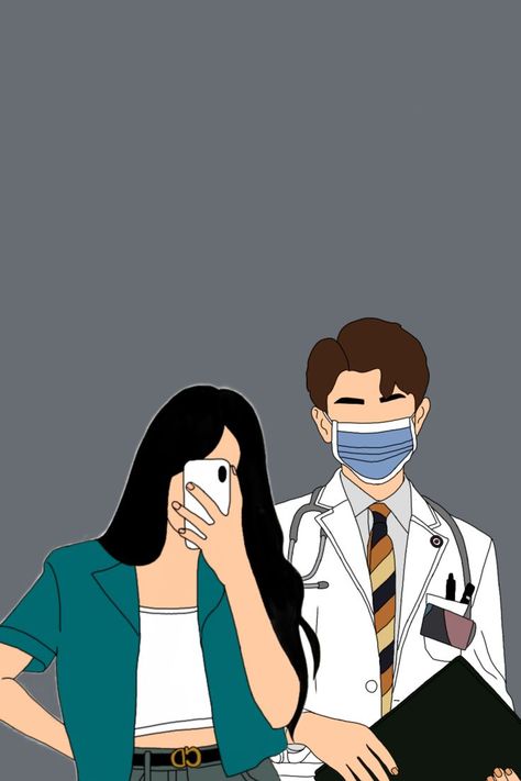 Drawing Of Doctor, Vector Art Wallpaper, Doctor Couple, Doctor Drawing, Drawing Couple, Medical School Inspiration, Simple Phone Wallpapers, Couple Illustration, Cute Love Lines