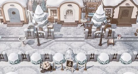 House Yard Design, Circle Patio, Animal Crossing 3ds, Ac New Leaf, Animals Crossing, Town Ideas, Animal Crossing Wild World, Island Theme, Winter City