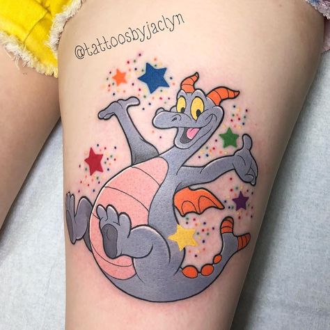 🦄Jackie Huertas 🌈 on Instagram: “Figment for the lovely Shonah! Thanks so much babe! #tattoo #tattoos #disney #disneytatts #disneytattoo #disneytattoos #disneyartist…” Figment Tattoo, Babe Tattoo, Tattoos Disney, Figment Disney, Disney Inspired Tattoos, Disney Sleeve, My Tattoos, Explore Tattoo, Cartoon Character Tattoos