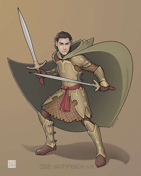 Dual Wielding Elf Fighter (Commission) by Pasiphilo.deviantart.com on @DeviantArt Dual Wielding, Dual Wielding Pose Reference, Dual Wielding Pose, Half Orc Barbarian, Halfling Rogue, Fantasy Heroes, Fantasy Rpg, Captain Marvel, Character Portraits