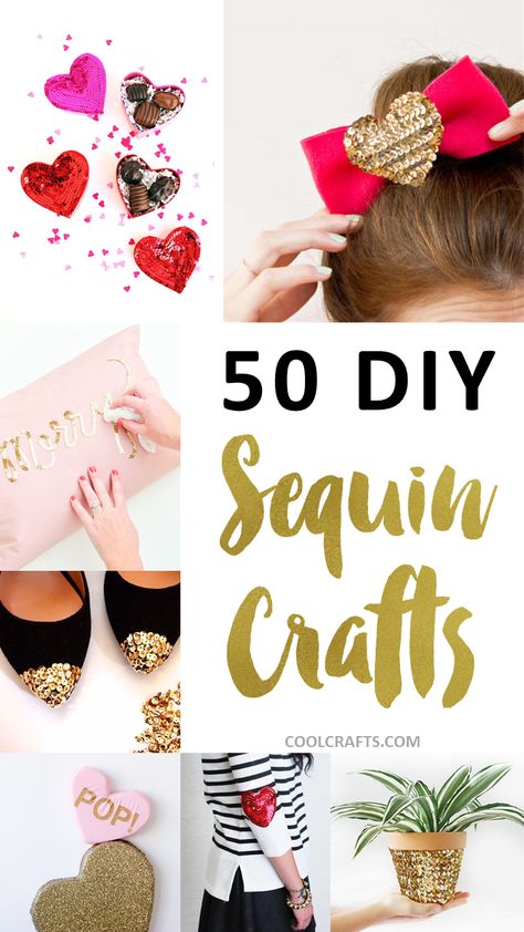 50 Glittery Crafts to Make With Sequins, http://www.coolcrafts.com/sequin-crafts/ Sequin Projects Ideas, Sequin Diy Crafts, Sequin Crafts Diy, Sequin Diy, Sequins Crafts, Girly Diy, Diy Sequin, Girly Crafts, Sequins Diy